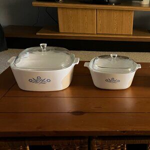 Lightly Used Set of 4 Vintage Blue Cornflower CorningWare Set